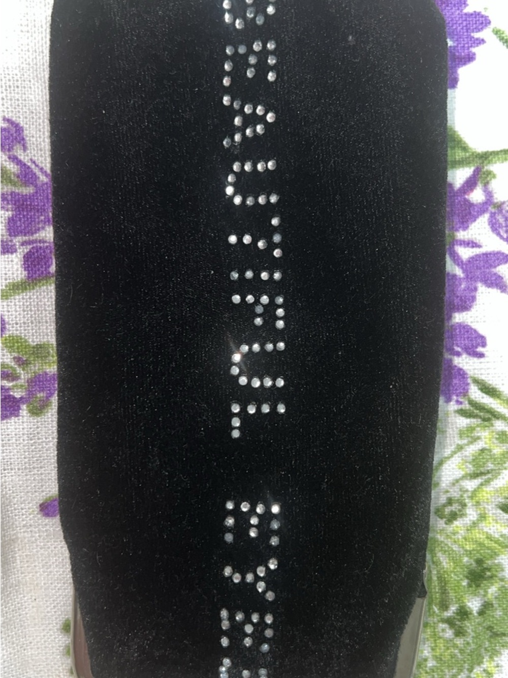 Velvet Slip-On Shoes with Studded Script Detail